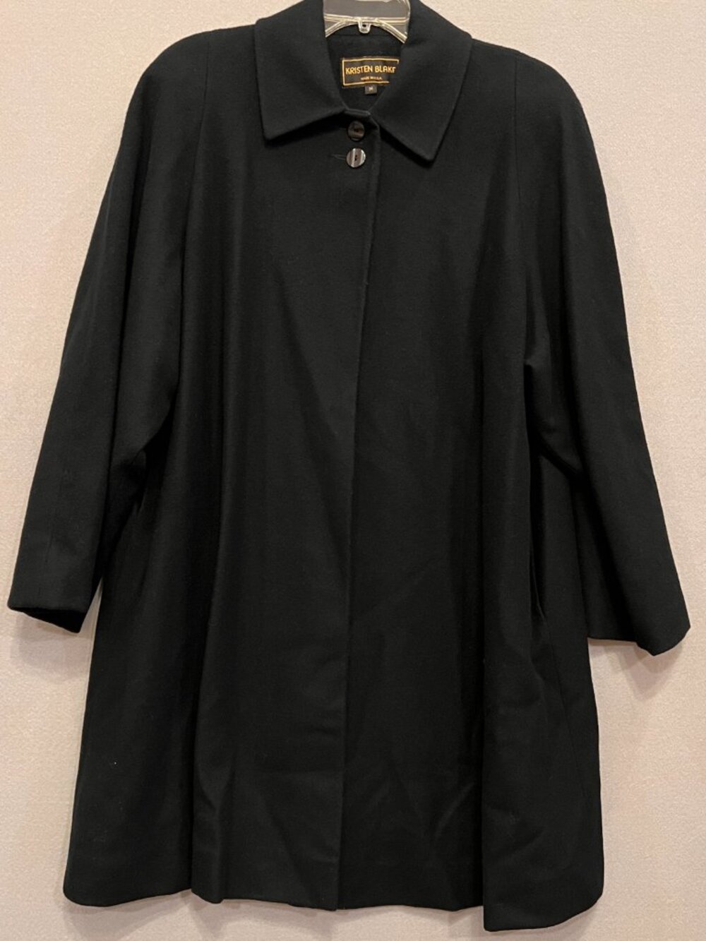 Vintage Kristen Blake Black Merino Lambs Wool Coat size M